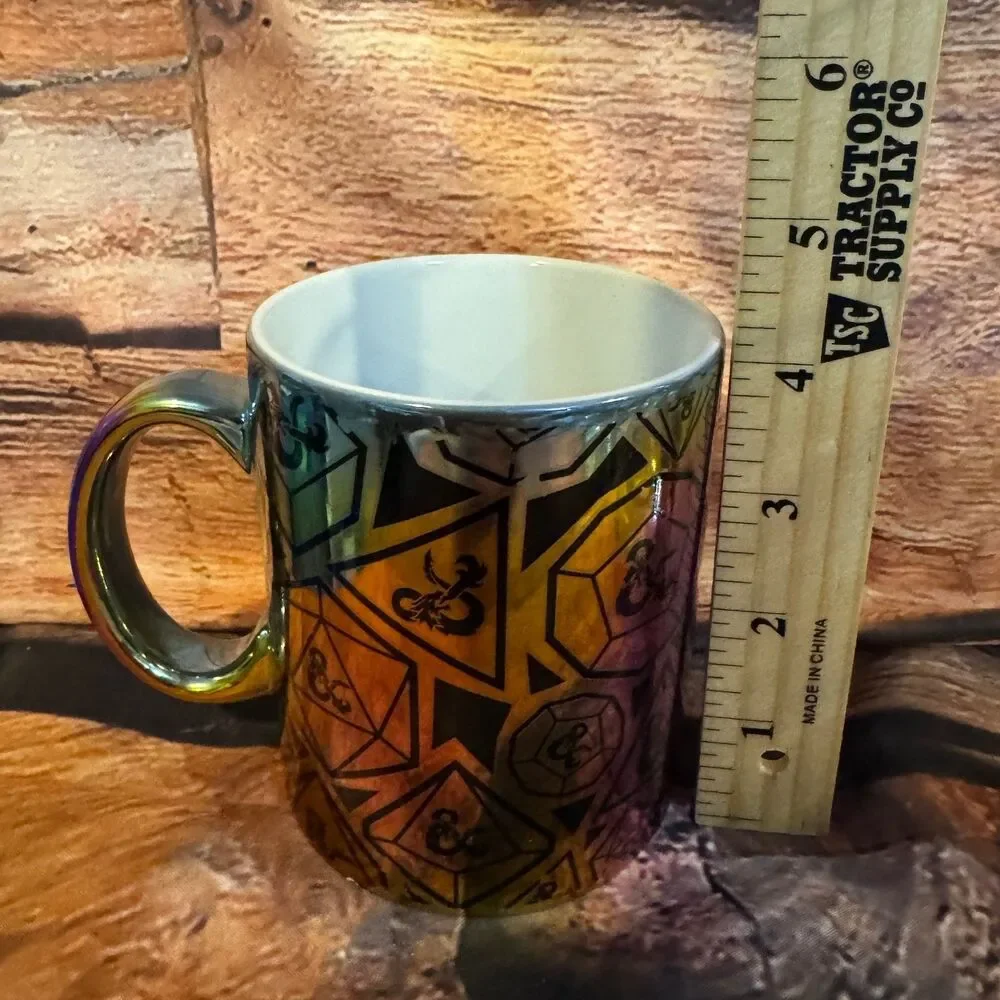Dungeons & Dragons Mug Rainbow Iridescent 12oz Dice Pattern Ceramic Licensed